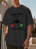 Unisex Crew Neck Loose Cotton T Shirt Bowling Pin Ball Incoming Phone Interface Print Short Sleeve Sport Leisure Street Wear Tee
