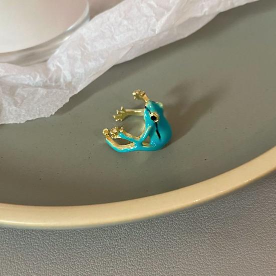 2Pcs Finger Rings Handmade Tree Frog Design Finger Bands Bright Color Lightweight Ring Animal Accessory Jewelry Gift
