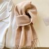 White Pure Scarf Women's Winter Korean Versatile High-end Sense Thickened Couple Scarf Dual-purpose High-end Gift