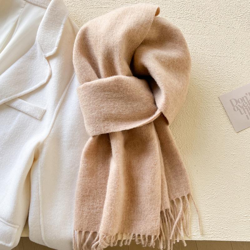 White Pure Scarf Women's Winter Korean Versatile High-end Sense Thickened Couple Scarf Dual-purpose High-end Gift