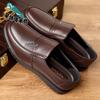First layer cowhide men's leather shoes large size 47 casual shoes soft sole round head middle-aged and elderly father shoes