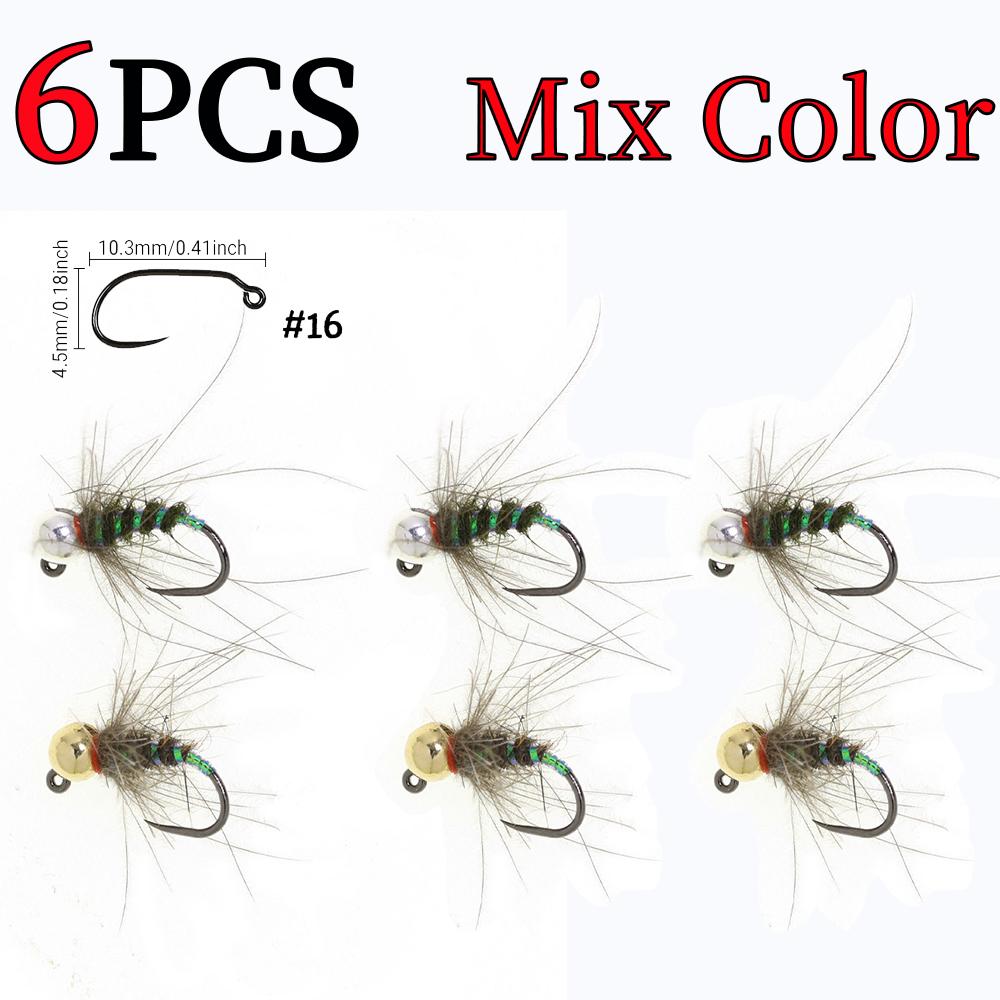 Nimfa Hustler z główką wolframową dla szybkiego tonięcia, pióro CDC, żebrowanie UV, na pstrąga, okonia, wędkarstwo muchowe, rozmiar haczyka 16