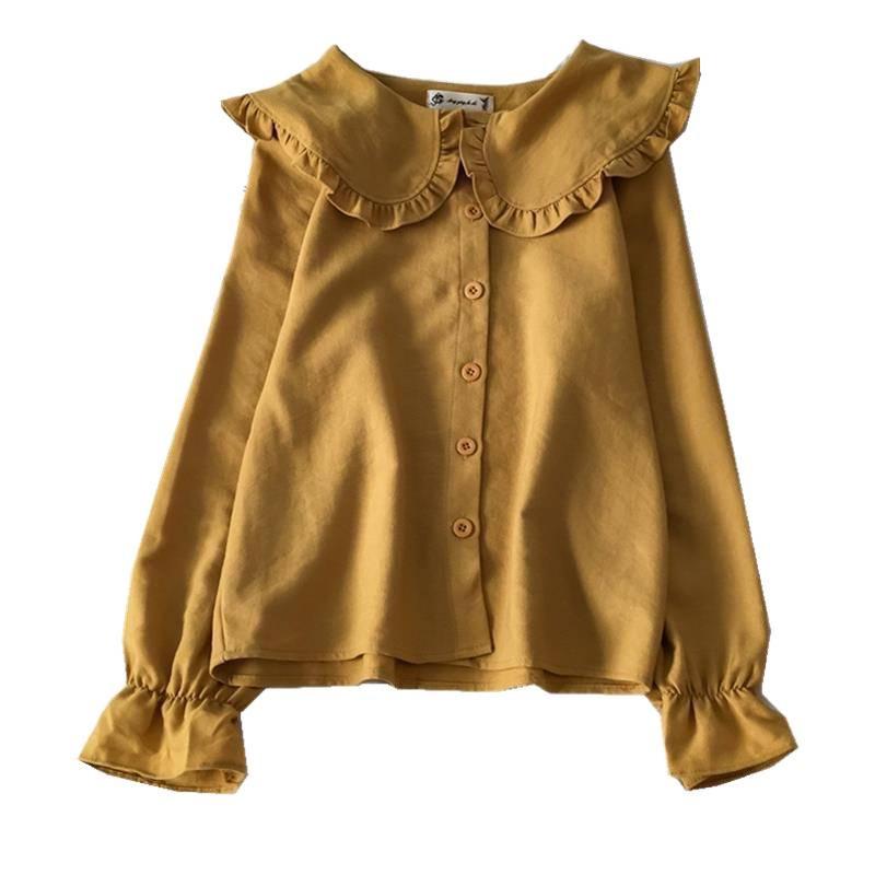 New Year Style Women's Korean Doll Collar Shirt, Long Sleeve Versatile Top for Early Autumn