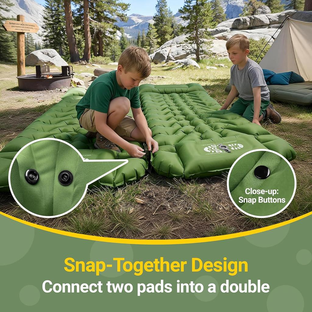 Camping Sleeping Pad, Backpacking Sleeping Pad With Built-In Pillow And Foot Pump, 4in Thick Compact Inflatable Camping Air Mattress For Hiking