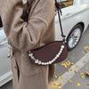 Niche design 2025 new sweet wind love pearl matte handbag solid color versatile shoulder messenger women's bag