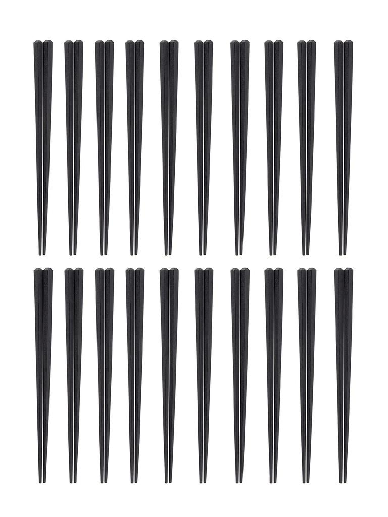 Strix Design Pentagonal Resin Chopsticks, 21cm, 20 Pairs (2 x 10 Pairs per Pack), Black, Non-Slip, Heat-Resistant, Dishwasher Safe, Made in Japan,