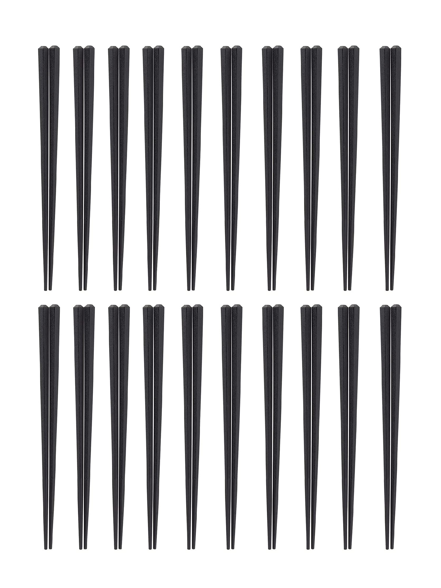 

Strix Design Pentagonal Resin 20 Pairs x 10 Pairs per Dishwasher Made in Chopsticks, 21cm, (2 Pack), Black, Non-Slip, Heat-Resistant, Safe, Japan,