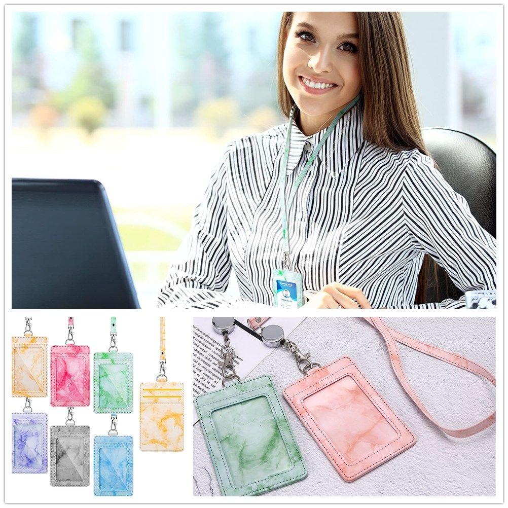 Lanyard Strap Card Pouch PU Leather ID Cards Card Holder Badge Holder Neck Lanyard Wallet Case
