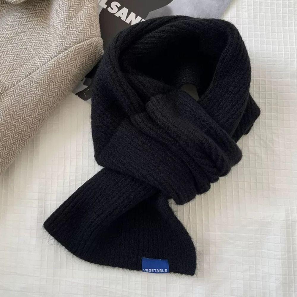 Woolen Knit Scarf Solid Color Short Neckerchief Neck Guard Shawl Neck Warmer Women