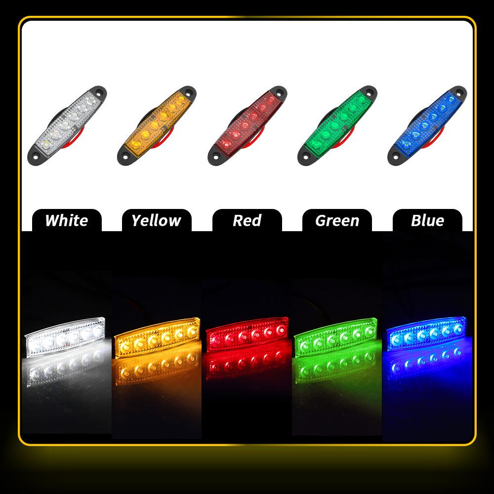 12V/24V 6-LED Yellow Side Warning Lights for Trucks, Lorries, and Boats