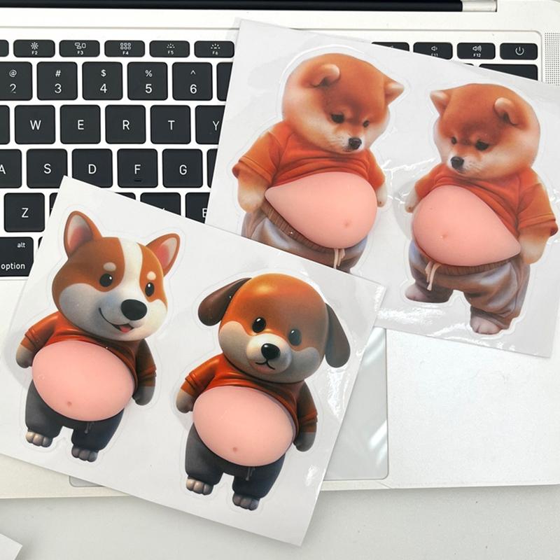 3D Puppy Squeezeable Squishy Belly Sticker Cute Shiba Inu Dog Decompress Sticker Book Decor Party Favor Gift Festival Supplies