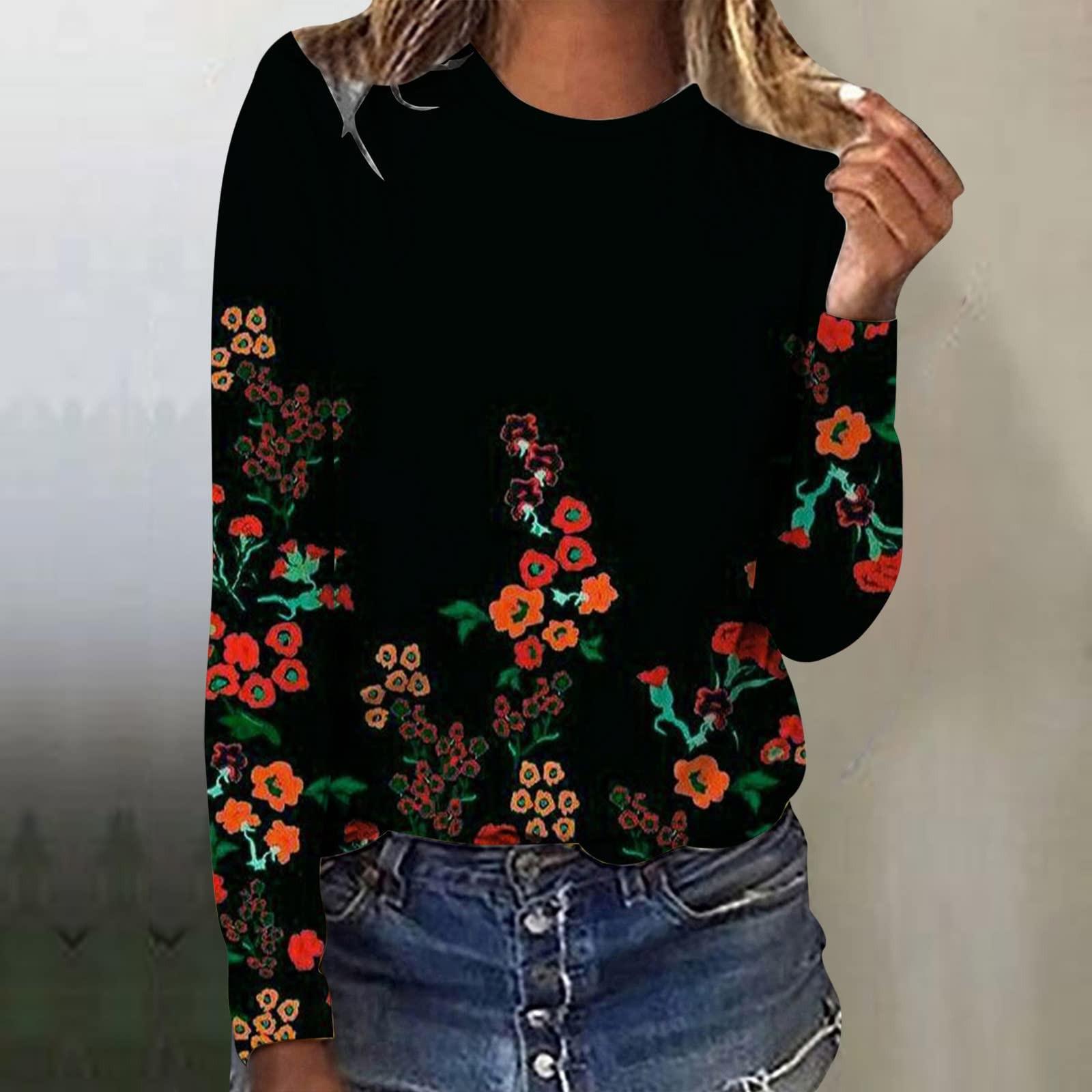 

Женская мода, повседневная блузка с длинным рукавом и круглым вырезом, пуловер с принтом L красный