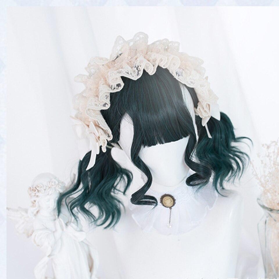 Halloween Long Curly Hair Lolita Wig Women's Synthetic Hair Heat-Resistant Fiber Red Blond Black Blue Pink Wig Cosplay LUPU