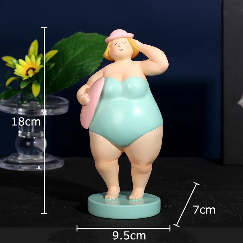 Beach Swimsuit Women Figures Statue Desk Decoration Ornaments Creative Plump Character Resins Sculpture Room Aesthetic Decor
