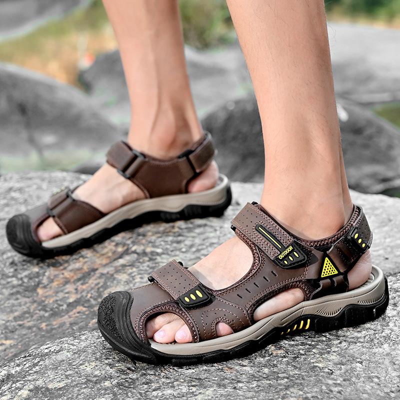 38-46 Summer Mens Genuine Leather Sandals  Beach Sandals Outdoor Sandals for Men Mens Genuine Leather Sandals Mens Closed Toe Sandals