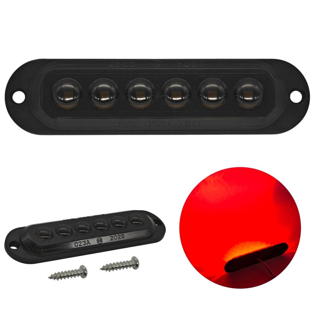 Seitenleuchte 6 LED getönt 12-24V Rot Off-Road
