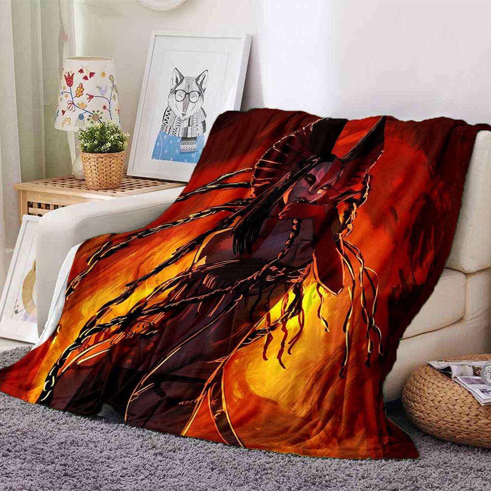 1Pc Fiery Demon Artwork Blanket For Couch Bed Plush Cozy Fuzzy Blanket Super Soft Warm Blankets For Fall And Winter 0918289