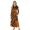Long Sleeve Casual Midi Dress Ladies Patchwork Hem Loose Dress