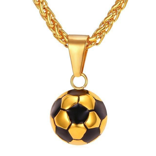 Football Necklace Men's Titanium Steel Non Fading Creative Sports Style European And American Stainless Steel Jewelry Pendant