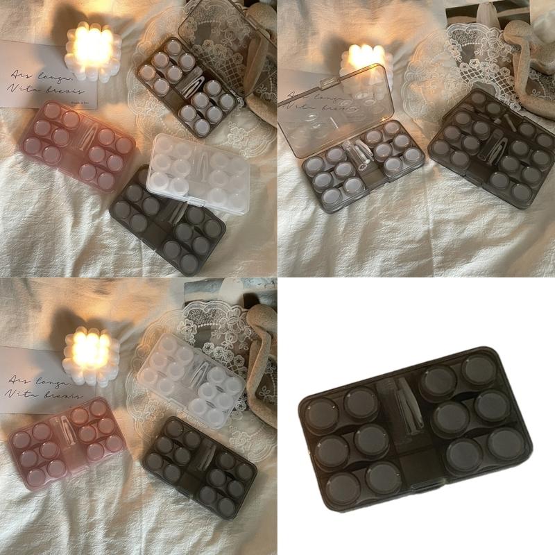 Portable Contact Lenses Case With Wearing Suction Stick And Tweezers For Daily Use Can Hold 6 Pair Contact Lenses