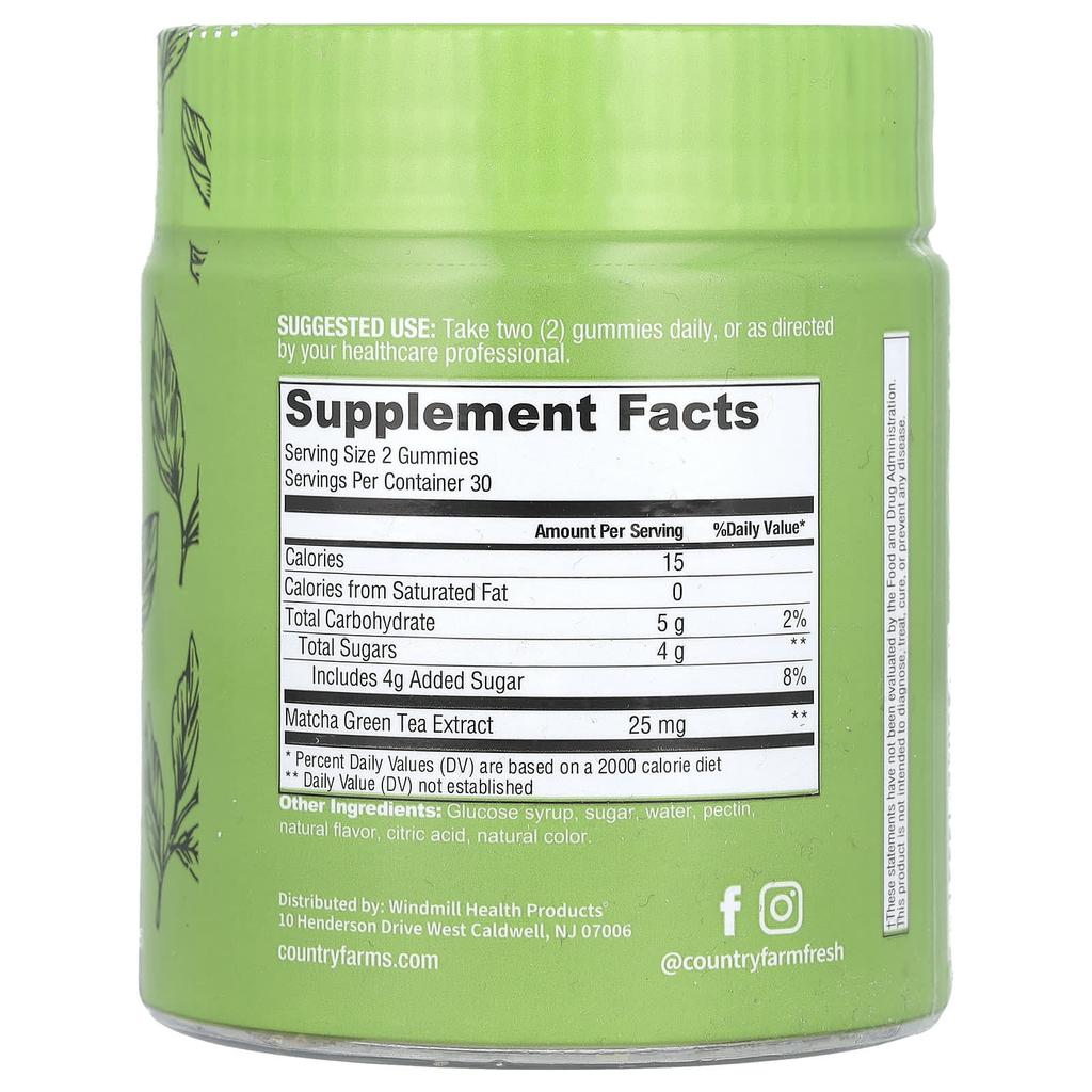 Matcha Green Tea, Natural, 60 Gummies (12.5Mg Per Gummie)