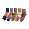 5 párů podzimních a zimních ponožek střední délky pánské prodyšné s absorpcí potu ležérní ponožky barevně sladěné s teplým pruhovaným pánským ponožkám
