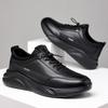 Men's Shoes 2024 Autumn Trendy Sneakers Soft Sole Breathable Black British Men's Outdoor Casual Sports Leather Shoes Size 38-44