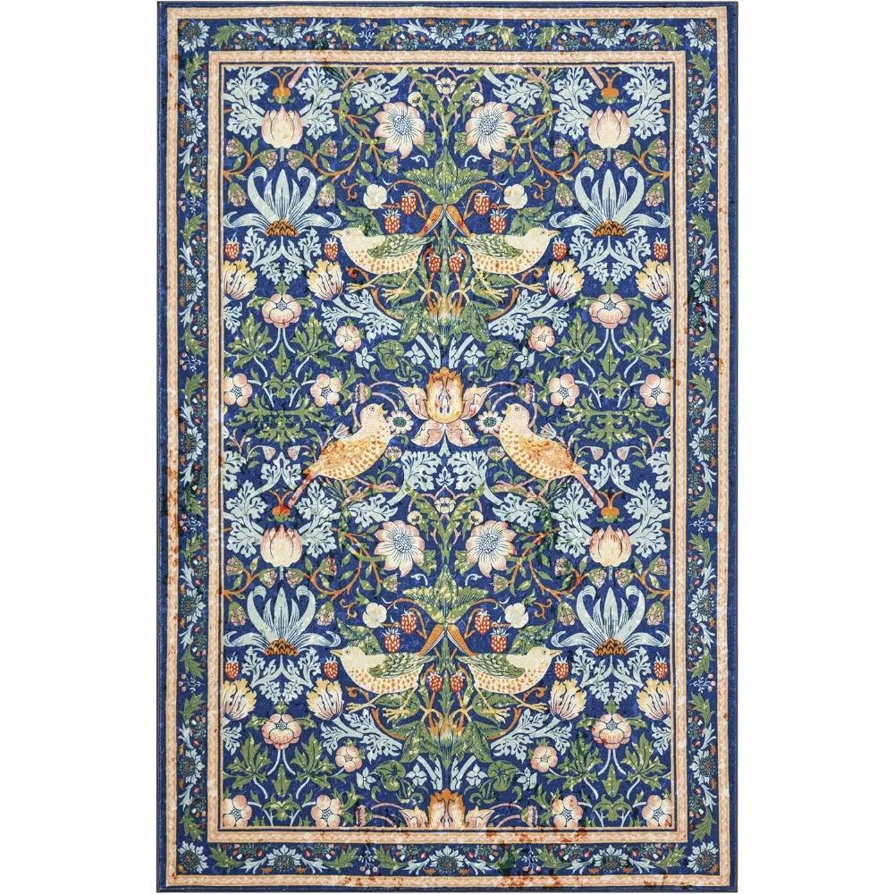 Ретро Французский Воробей Клубничная Поляна Арт Ковер для Гостиной Декор Дивана Коврик Прикроватный Коврик для Дивана Кухонный Кофейный Столик Напольный Коврик 120*160cm