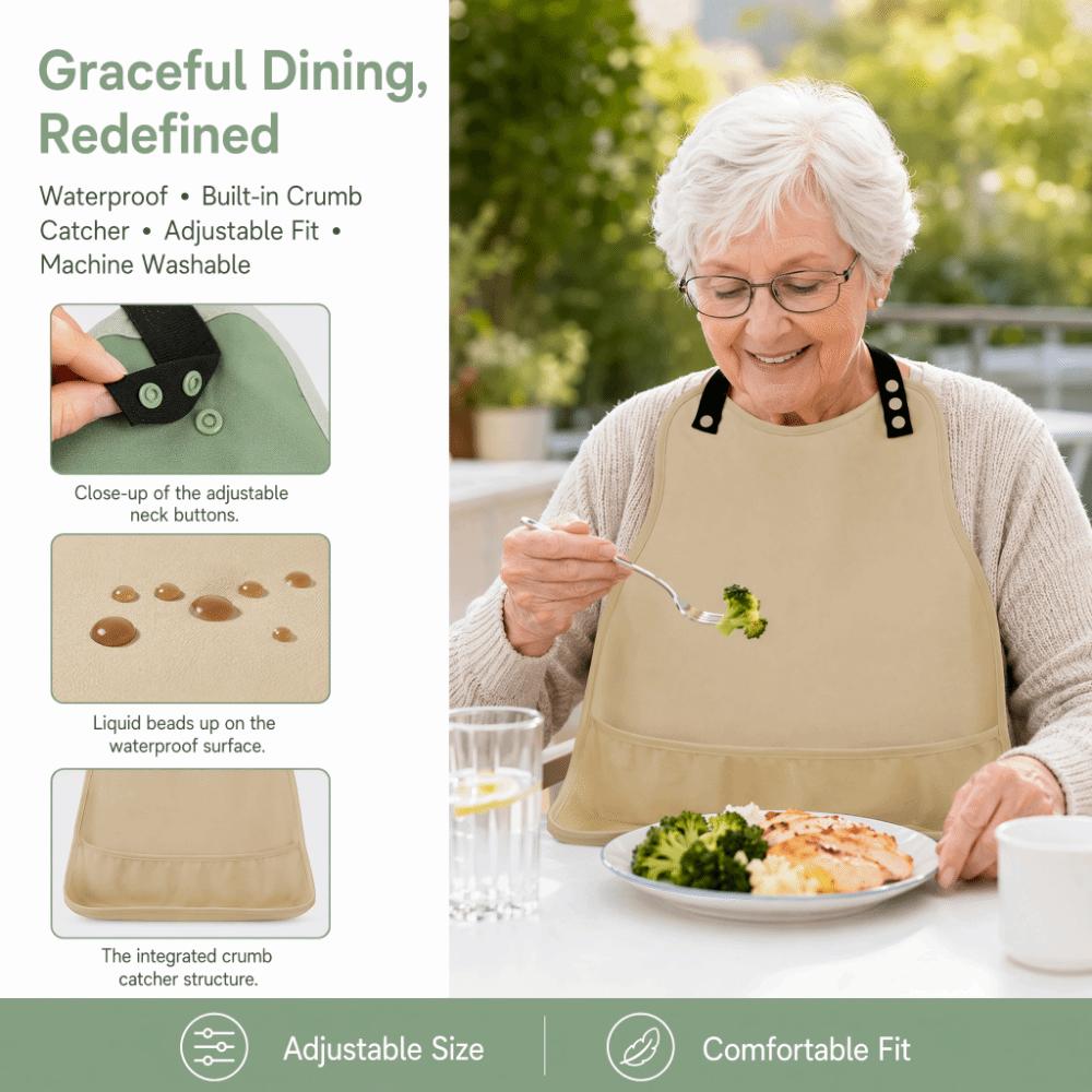 Large Waterproof Adult Bib Easy Clean Reusable Elderly Mealtime Bib Adjustable Stain Resistant Feeding Bib Mealtime