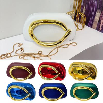 Acryl Clutch für Damen Runde Clutch mit abnehmbarem Riemen Abend