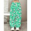 Ladies Green Floral Pink and White Printed Wide Leg Jogging Pants