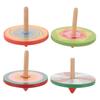 Toyvian Wooden Wooden Toys for Elementary School Fun 4 Pieces Hand-Crank Tops, Boys, Kids, Students, Gift,