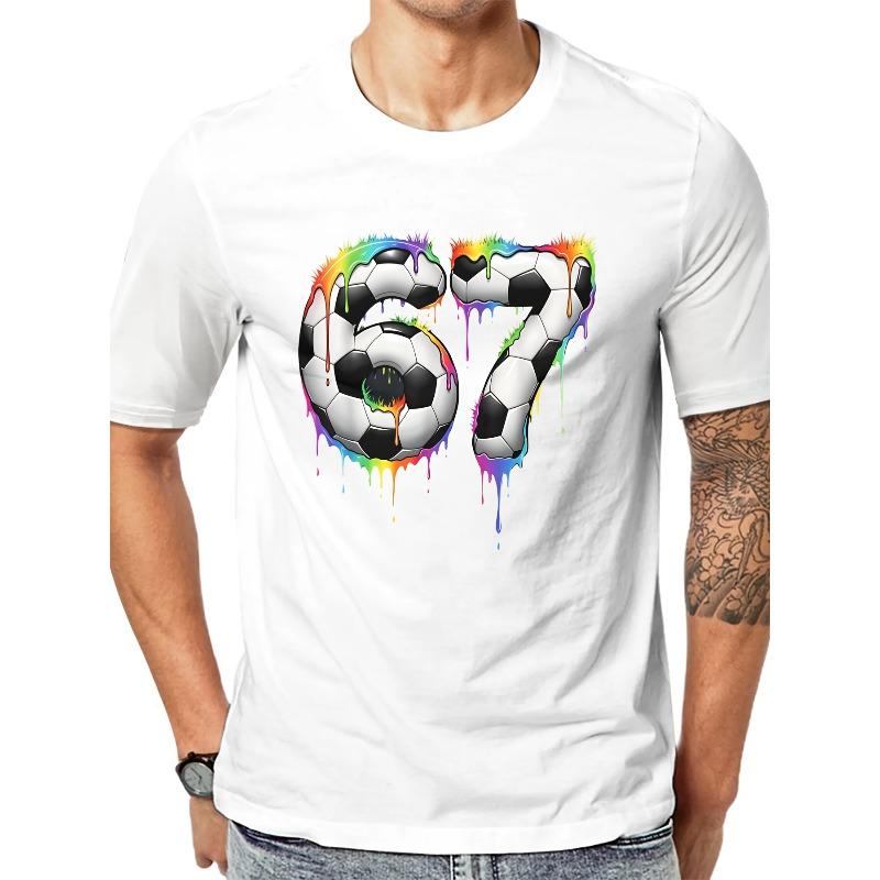 

European sizes Men S 2D Football T-Shirt | Retro Print Soccer Tee, Crew Neck, Slight Stretch Fabric, Perfect for Casual and Training Wear 4XL білий