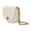Gucci GG Marmont Chevron Quilted Saddle Bag, White Leather with Vintage Gold Double G, Women's Crossbody Handbag for Daily 746431-DTDHT-9022