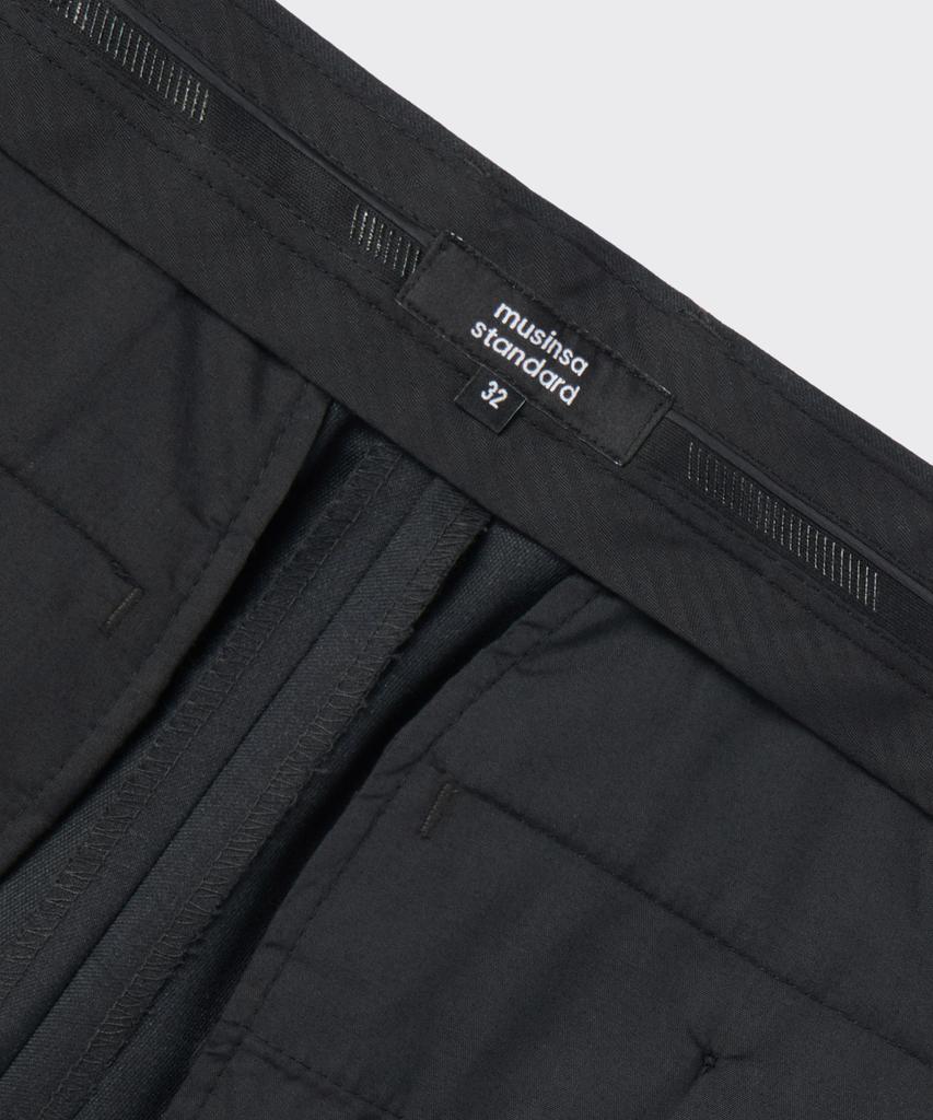 MUSINSA STANDARD Wool Blend Relaxed Tapered Hidden Banding Crop Slacks [Charcoal Gray]
