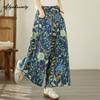 2026 Koreansk Mode Vår Sommar Dam Färgstarka Jeans Stor Storlek Elastisk Midja Blomstertryck Casual Denimbuxor Vintage Grundläggande Dam Vida Ben Jeans