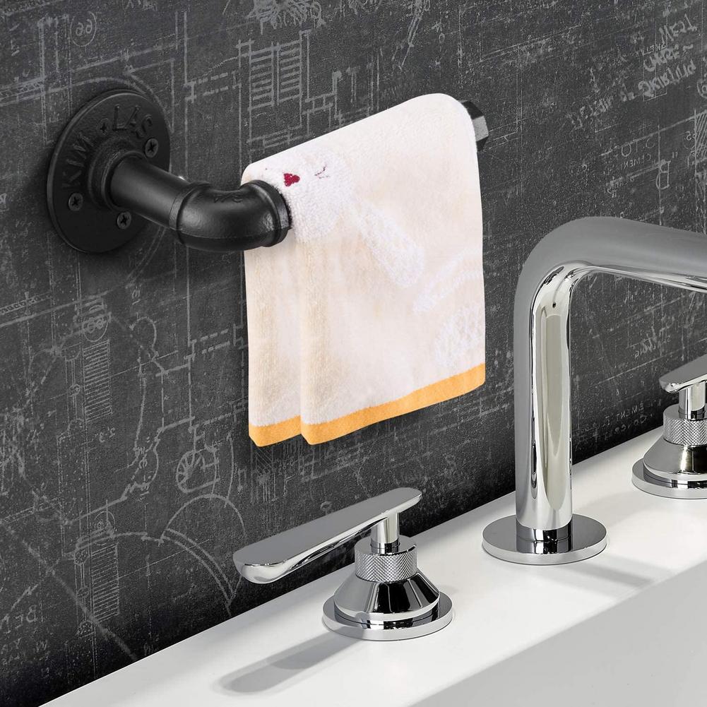 Portarotolo da Toilette Stile Tubo Industriale Ghisa Antiscivolo Asciugamano Mensola a Muro Accessorio Multiuso Montato a Parete Bagno F5Q0