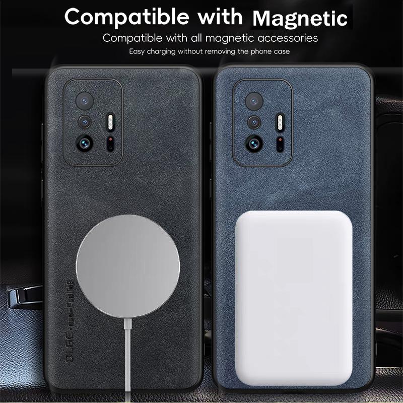 Kožený magnetický kryt na telefon pro Xiaomi 14 13 12S Ultra Ovčí kůže Matný zadní kryt pro Xiaomi 13T 11T 12 Pro 11 12 13 Lite 5G 12X