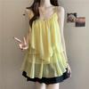 Plus Size Solid V-Neck Sleeveless Patchwork Camisole - Korean Style Loose Casual Women's Top