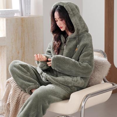 Pigiama Donna Invernale Pile Corallo Spesso Pile Autunno E Inverno Flanella Può Essere Indossato Fuori Loungewear Invernale