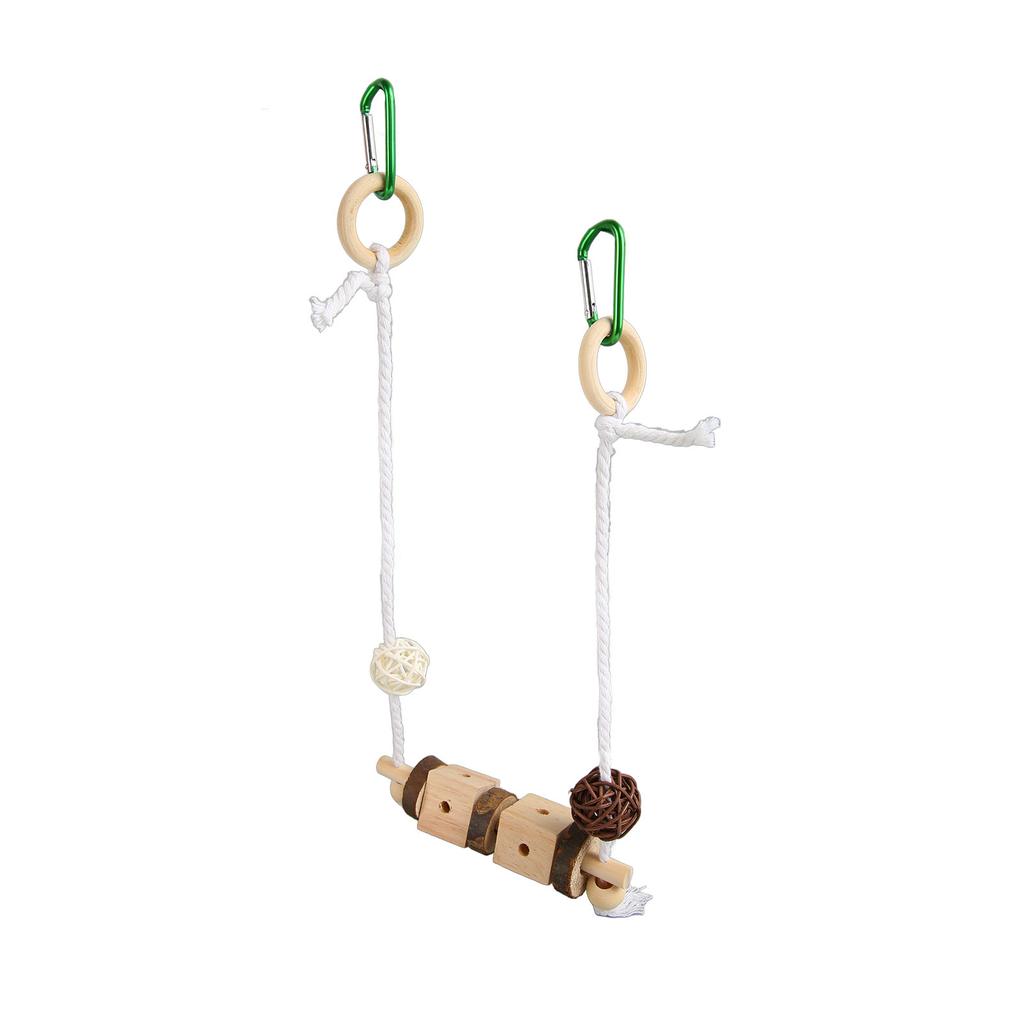 Hanging Swing Toy, Bird Toy, Hanging Bird Swing, Toy with Tree , Rattan Balls, Corn Husks, Woven for Budgies,