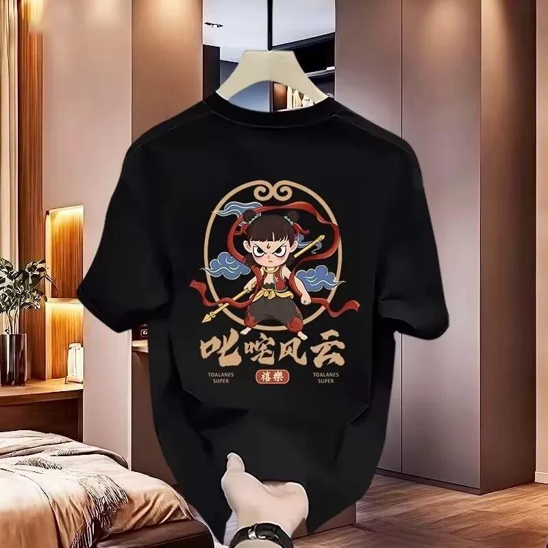 2025 summer pure cotton T-shirts for Women cute cartoon print hip hop Streetwear casual t shirt Female Harajuku Oversized Short Sleeve white y2k Tops