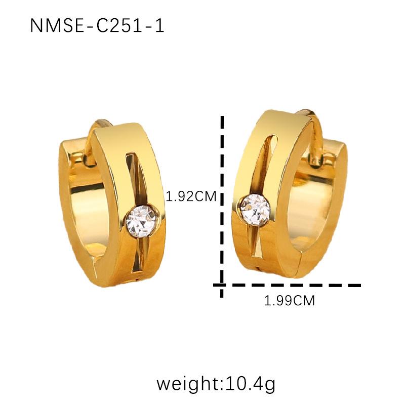 GEMCHIC Women s 18K Gold Plated Titanium Steel Round Hoop Earrings with Cubic Zirconia