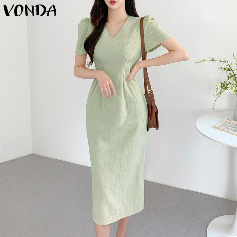 

VONDA летнее женское пышное платье с коротким рукавом и длинной талией