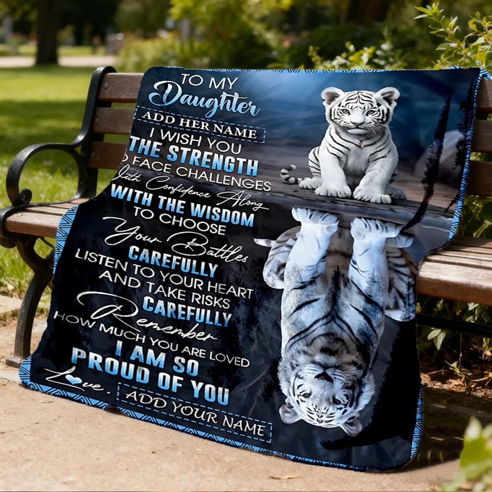 1pc Motivational Gift for Daughter Print Outdoor Blanket, Lightweight Polyester,