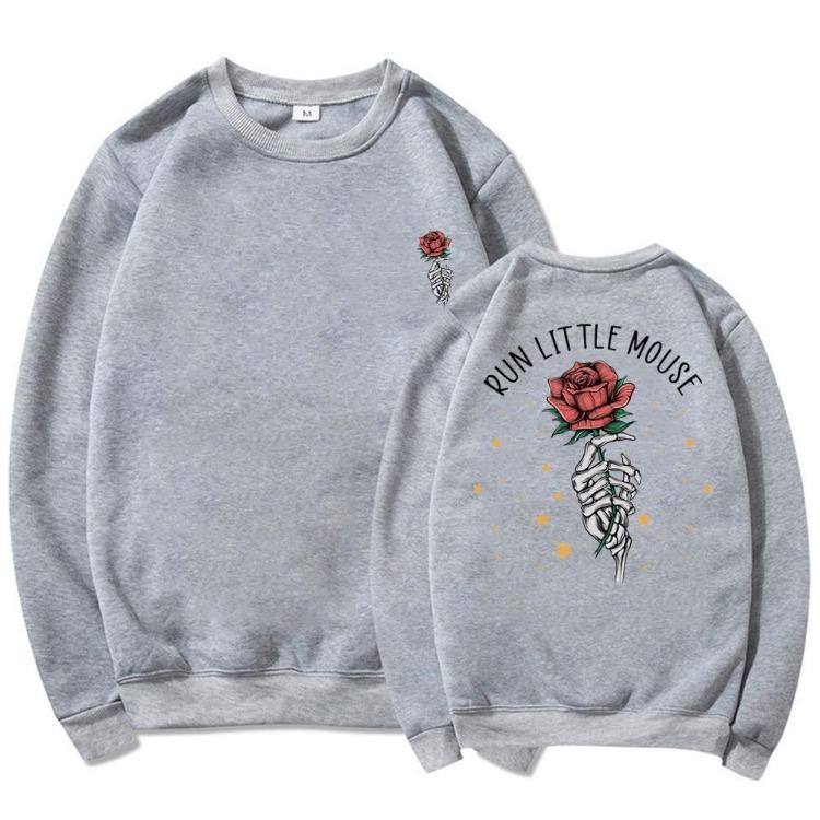 Dark Adeline Haunting Romance Book Lover Women Graphic Hoodies Sleeve Long Pullover Sweatshirt Run Little Mouse Gift
