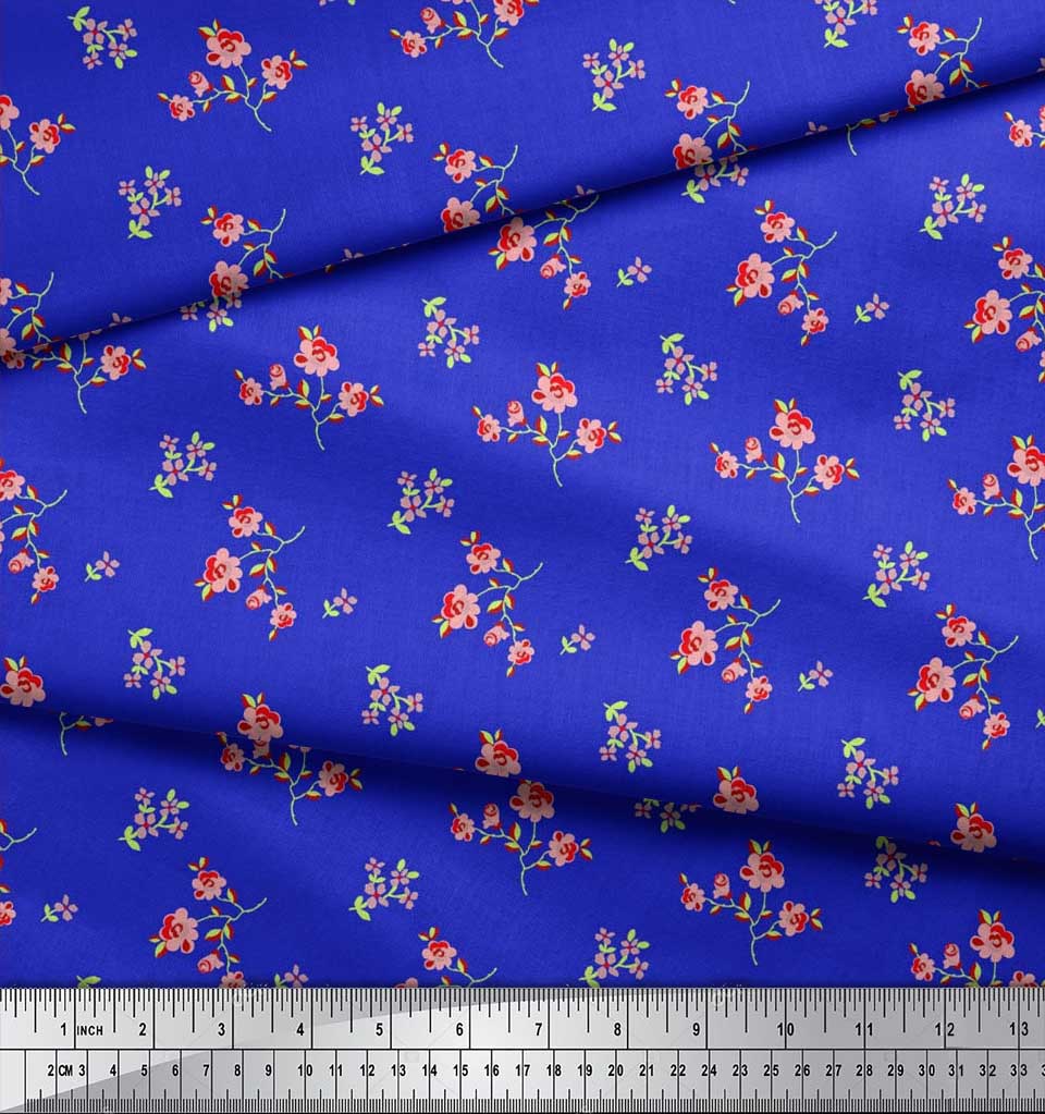 Soimoi Japonská krepdešínová saténová látka Listy a květinový umělecký potisk Šicí látka metr 42 palců