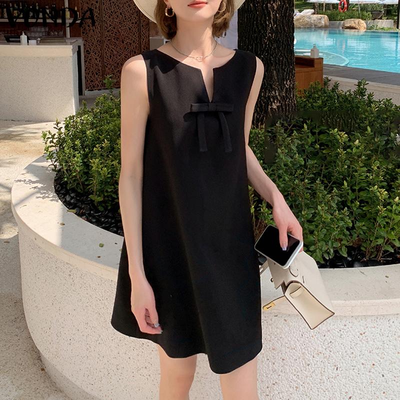 

VONDA женское летнее простое мини-платье без рукавов с V-образным вырезом