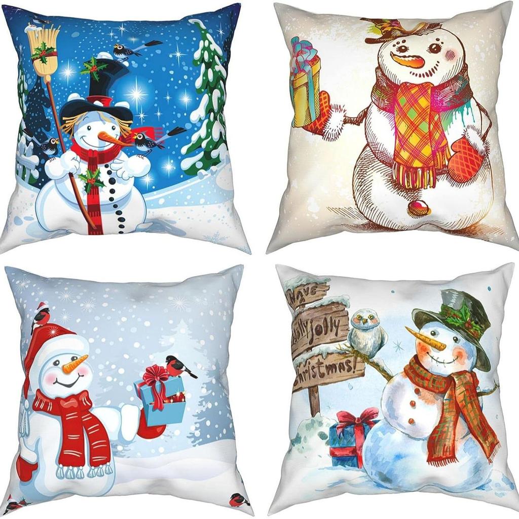 Christmas Cartoon Pillowcase Set Set of Four Home Living Room Decoration Pillowcase Backrest Pad Car Waist