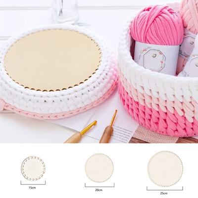1PC Blank DIY Basket Base Crafts Crochet Basket Bottom Wooden Hand-woven Unfinished Carved Round Cross Stitch